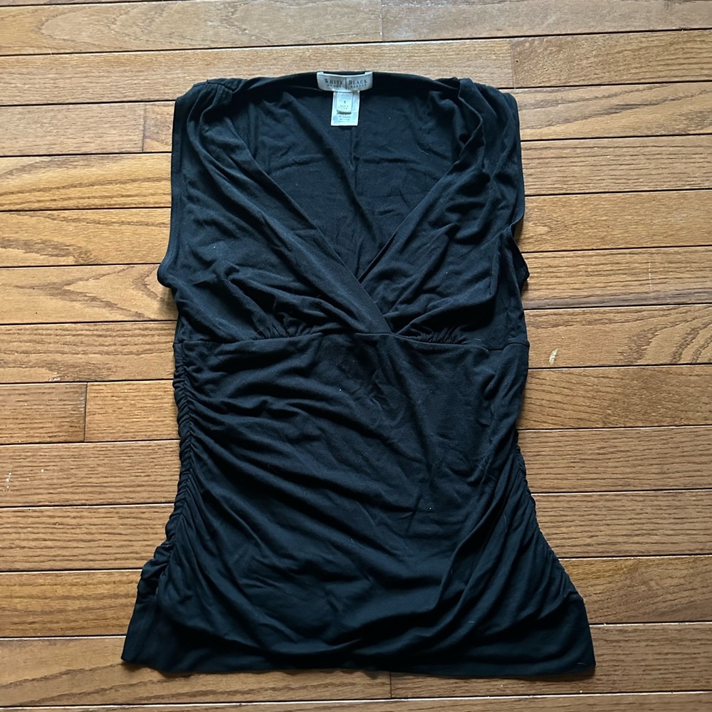 WHBM Black Sleeveless V-Neck Top